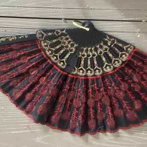 Elegant Black and Red Fan